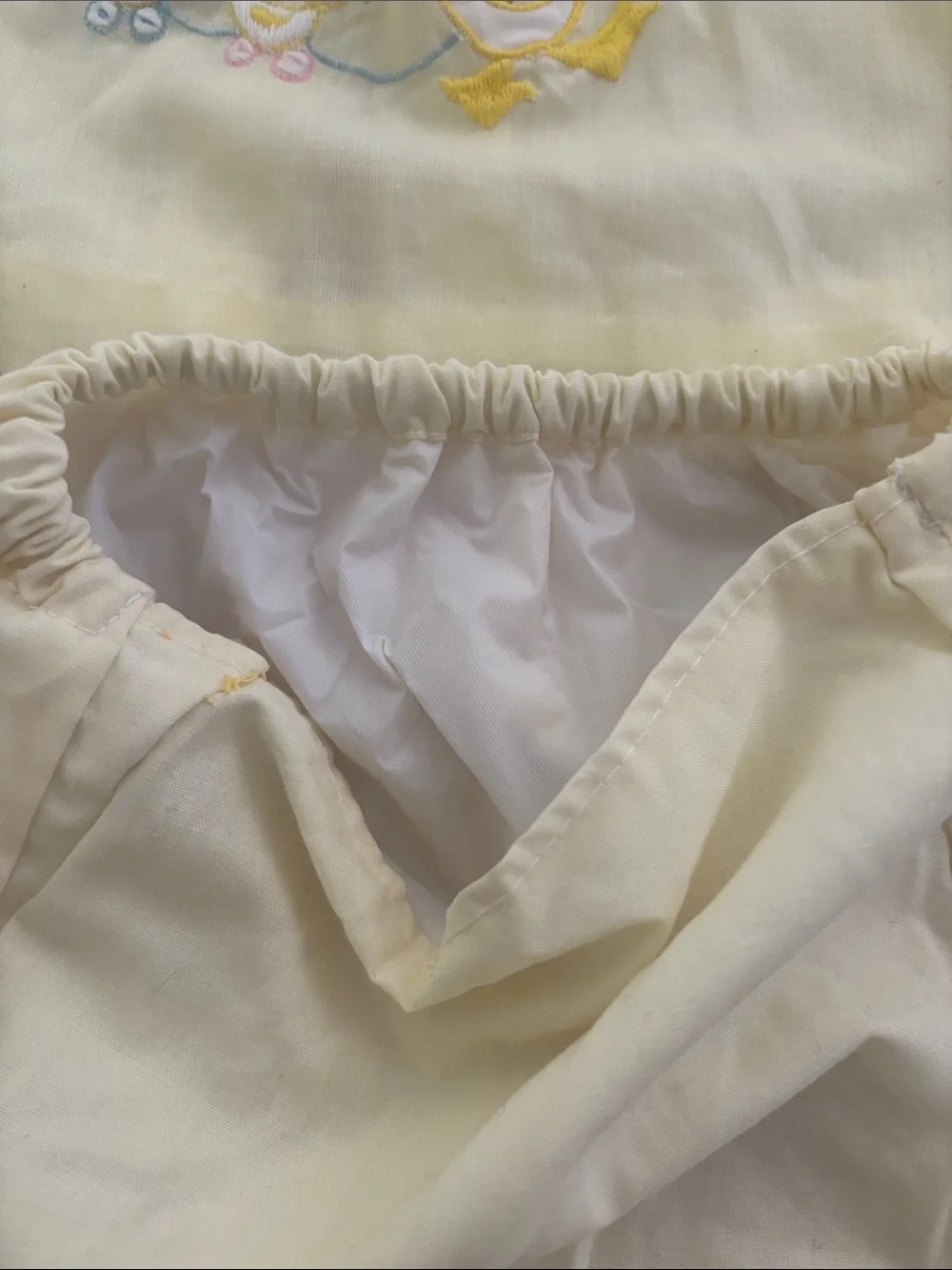 Vintage Yellow Duckling Baby Dress & Bloomers Set - 12months